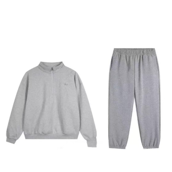 ALO Grey Half-Zip Jogger Suit